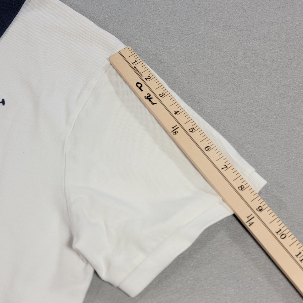 Polo Ralph Lauren Polo Shirt Big Pony Crest Sash Slim Fit White Navy Men's XL - Picture 6 of 11